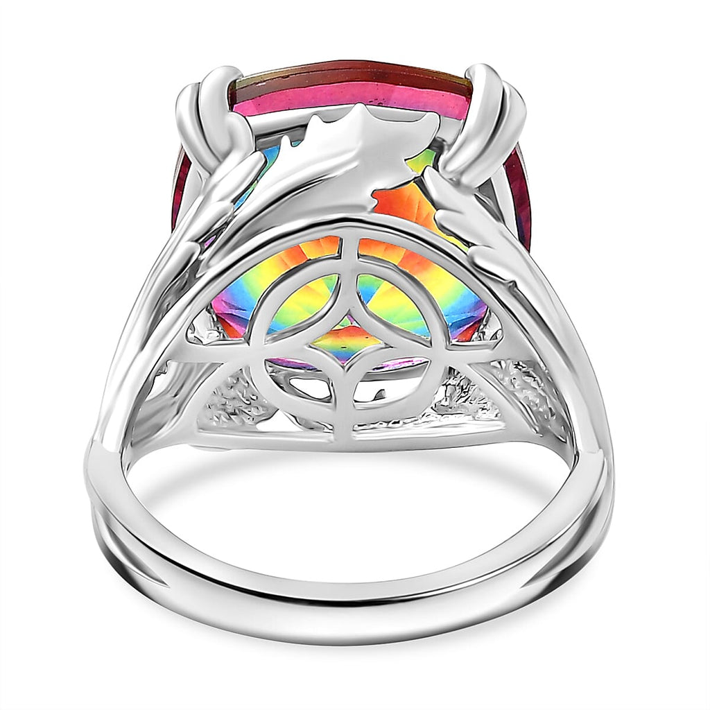 TJC Launch Nebula Quartz Doublet Solitaire Ring in Rodium Overlay Sterling Silver 11.06 Ct.