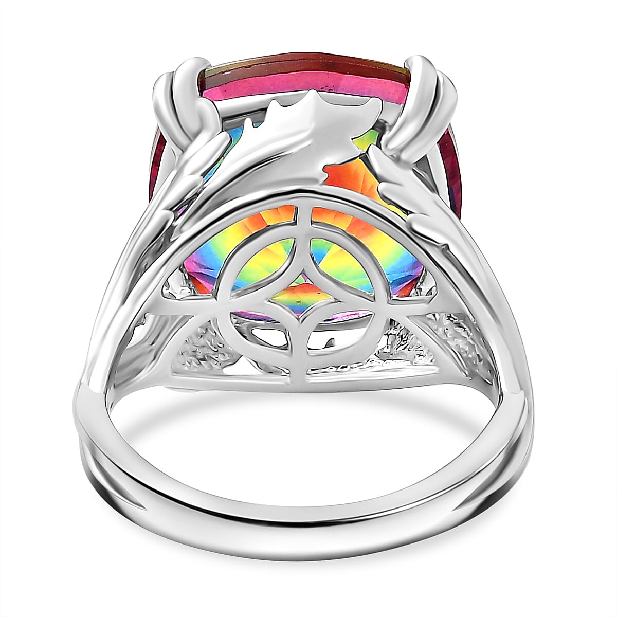 Nebula Quartz Doublet Solitaire Ring in Rodium Overlay Sterling Silver 11.06 Ct. 7924711 5