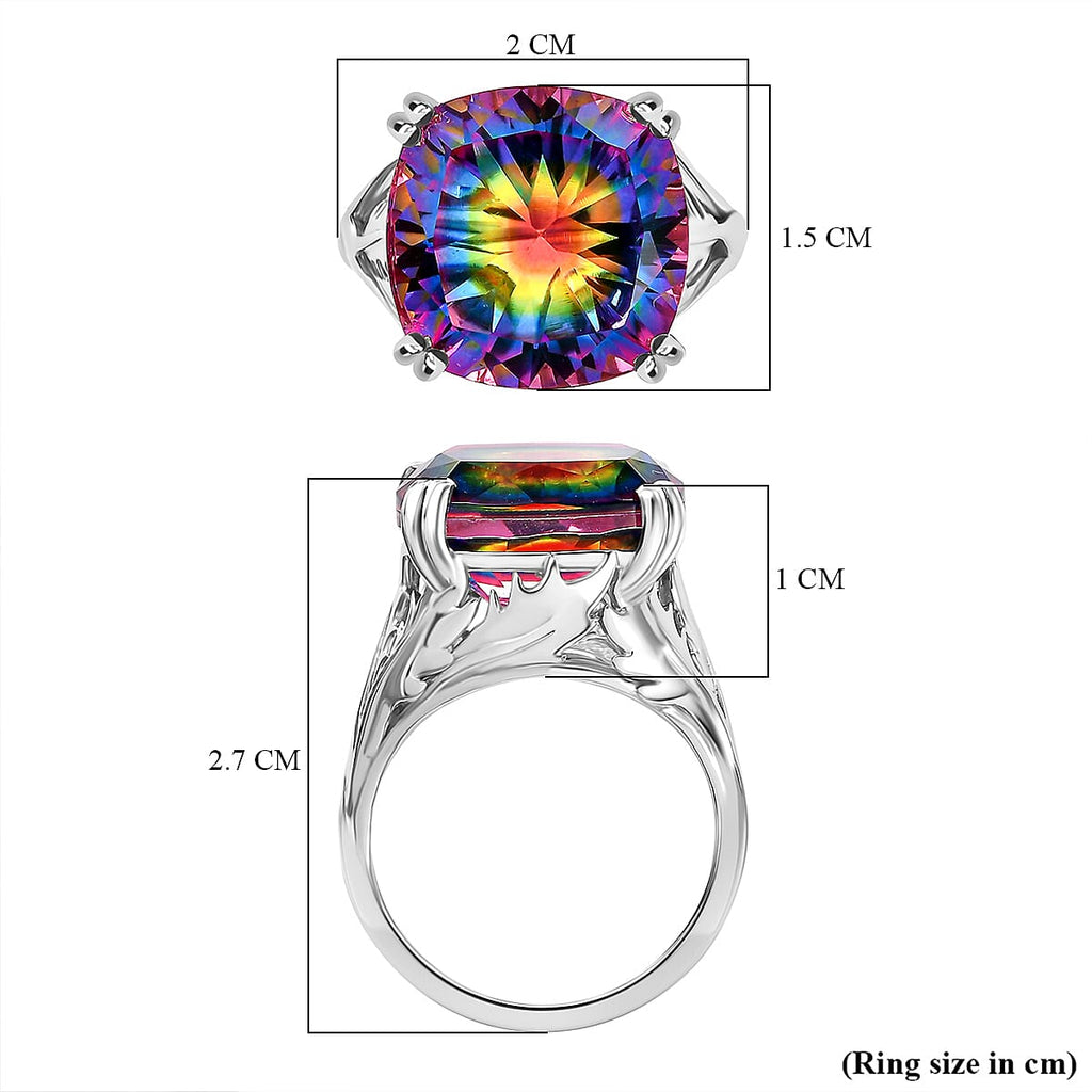 TJC Launch Nebula Quartz Doublet Solitaire Ring in Rodium Overlay Sterling Silver 11.06 Ct.