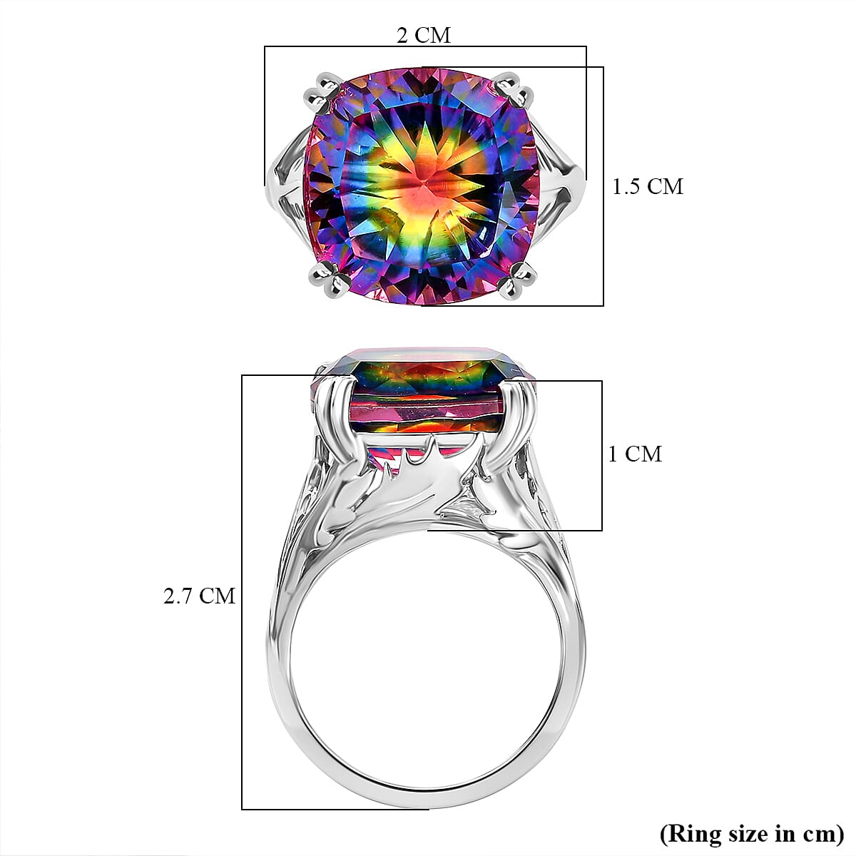 Nebula Quartz Doublet Solitaire Ring in Rodium Overlay Sterling Silver 11.06 Ct. 7924711 6