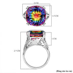 TJC Launch Nebula Quartz Doublet Solitaire Ring in Rodium Overlay Sterling Silver 11.06 Ct.