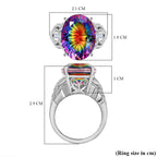 TJC Launch Nebula Quartz Doublet & White Zircon Ring in Rhodium Overlay Sterling Silver 9.57 Ct.