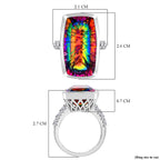 TJC Launch Nebula Quartz & White Zircon Ring in Rhodium Overlay Sterling Silver 17.01 Ct.