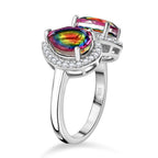 Nebula Quartz Doublet & White Zircon Ring in Rhodium Overlay Sterling Silver 4.37 Ct.