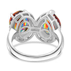 Nebula Quartz Doublet & White Zircon Ring in Rhodium Overlay Sterling Silver 4.37 Ct.