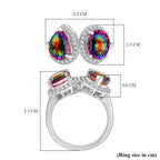 Nebula Quartz Doublet & White Zircon Ring in Rhodium Overlay Sterling Silver 4.37 Ct.