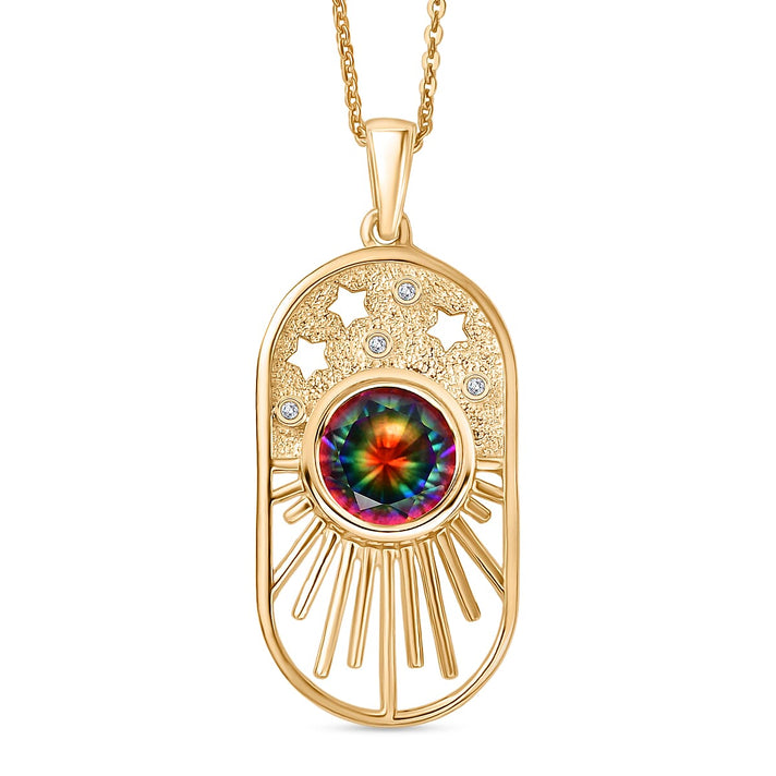D'Joy Nebula Quartz Doublet &amp; White Zircon Pendant with Chain (Size 20) in Yellow Gold Plated Sterling Silver 2.45 Ct. 4443170 1