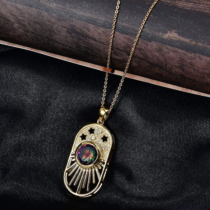 D'Joy Nebula Quartz Doublet &amp; White Zircon Pendant with Chain (Size 20) in Yellow Gold Plated Sterling Silver 2.45 Ct. 4443170 2
