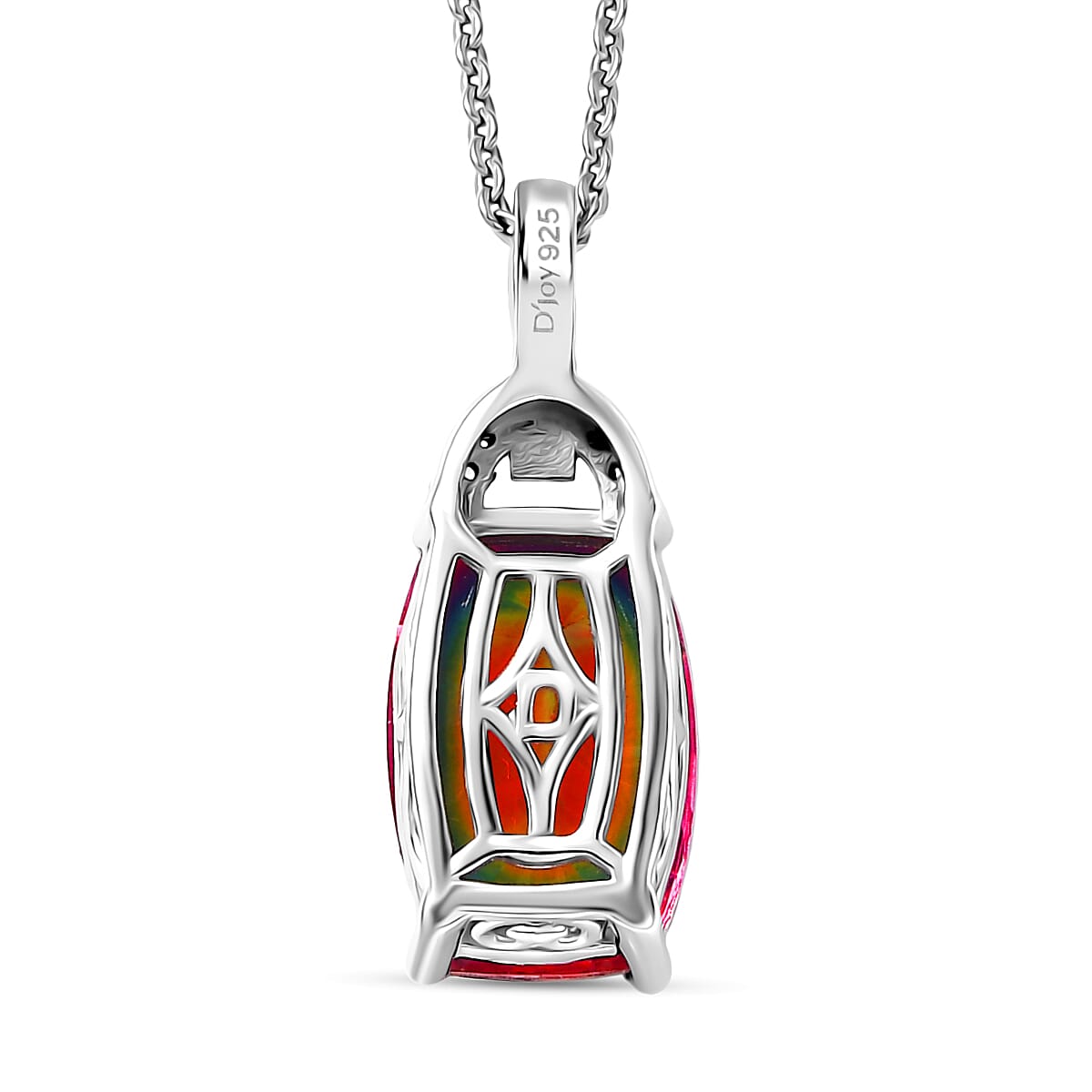 D'Joy Nebula Quartz Doublet &amp; White Zircon Pendant with Chain (Size 20) in Platinum Overlay Sterling Silver 4.05 Ct. 4443182 5