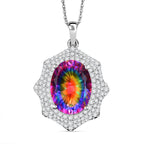 Cosmic Spark Nebula Quartz & White Zircon Pendant with Chain (Size 20) in Rhodium Overlay Sterling Silver 10.77 Ct.