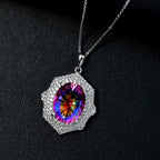 Cosmic Spark Nebula Quartz & White Zircon Pendant with Chain (Size 20) in Rhodium Overlay Sterling Silver 10.77 Ct.