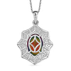 Cosmic Spark Nebula Quartz & White Zircon Pendant with Chain (Size 20) in Rhodium Overlay Sterling Silver 10.77 Ct.