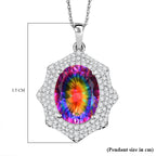 Cosmic Spark Nebula Quartz & White Zircon Pendant with Chain (Size 20) in Rhodium Overlay Sterling Silver 10.77 Ct.