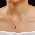Galaxy Glow Nebula Quartz & White Zircon Pendant with Chain (Size 20) in Rhodium Overlay Sterling Silver 2.39 Ct.