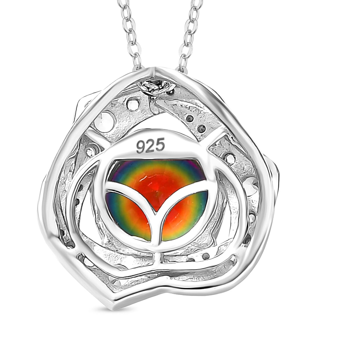 Galaxy Glow Nebula Quartz &amp; White Zircon Pendant with Chain (Size 20) in Rhodium Overlay Sterling Silver 2.39 Ct. 4358403 5