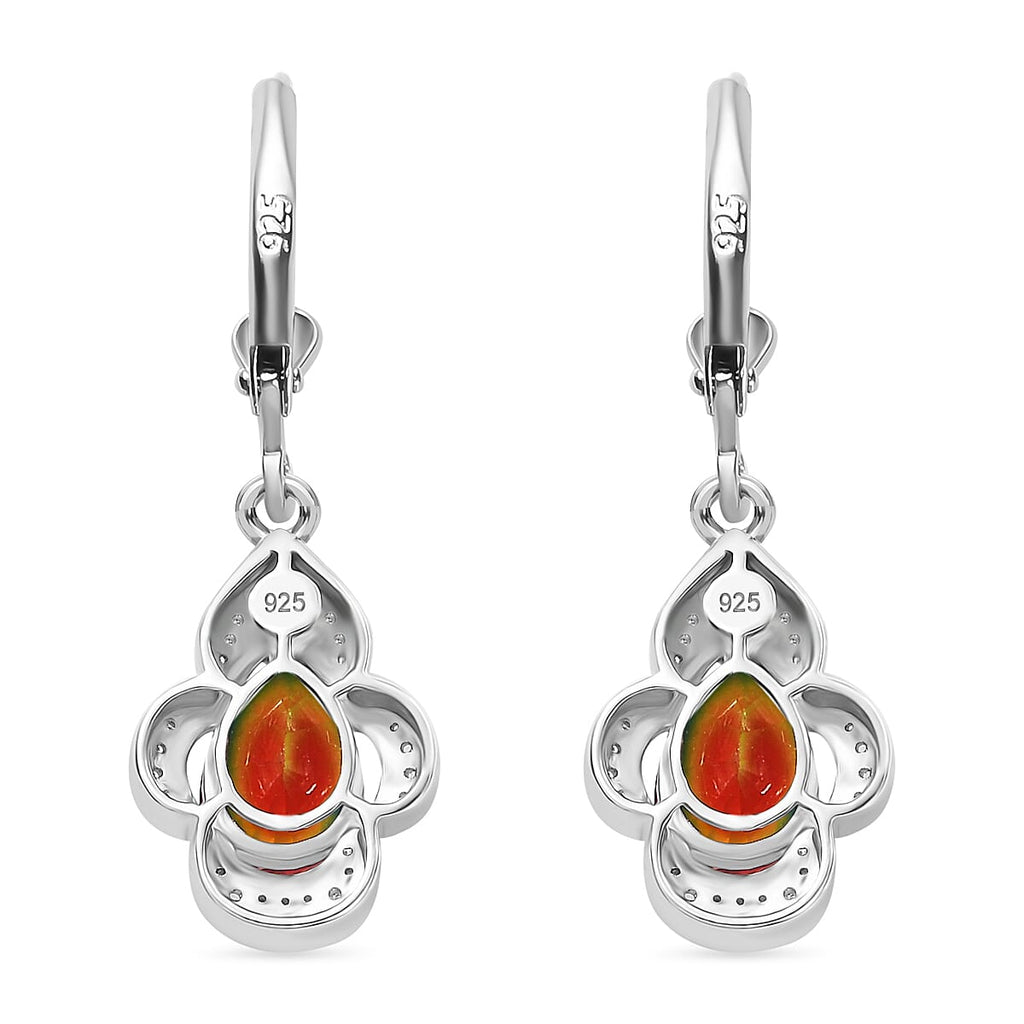 TJC Launch Nebula Quartz Doublet & White Zircon Solitaire Lever Back Earring in Rhodium Overlay Sterling Silver 2.94 Ct.