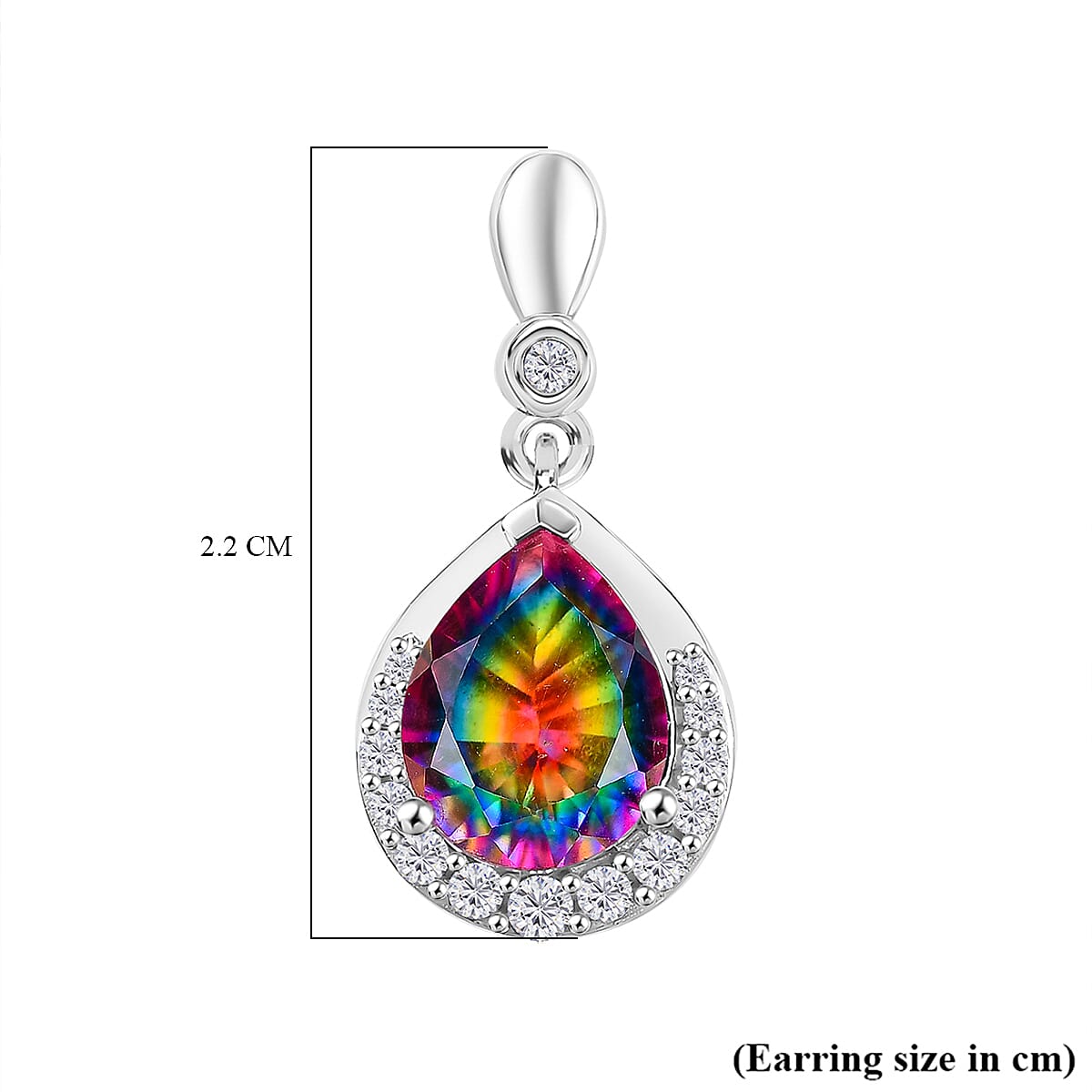 Nebula Quartz Doublet, White Zircon Drop Earrings in Rhodium Overlay Sterling Silver 7891107 5
