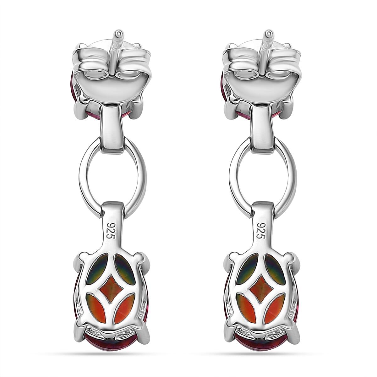 Galaxy Glow Nebula Quartz &amp; White Zircon Dangling Earrings in Rhodium Overlay Sterling Silver 4.63 Ct. 8048197 5