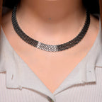 Designer Inspired Necklace (Size - 16 - 2 Ext) in Silver Tone