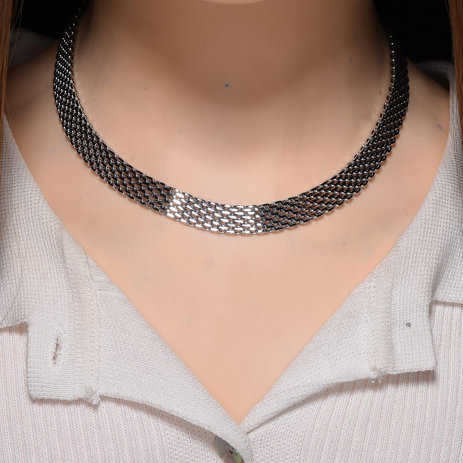 Designer Inspired Necklace (Size - 16 - 2 Ext) in Silver Tone 8193555 2