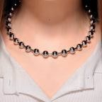 Ball Link Necklace (Size - 17 - 3 Ext) in Silver Tone