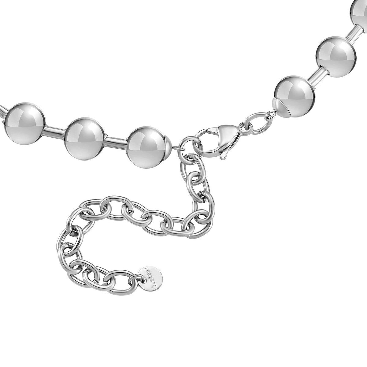 Ball Link Necklace (Size - 17 - 3 Ext) in Silver Tone 8193551 4