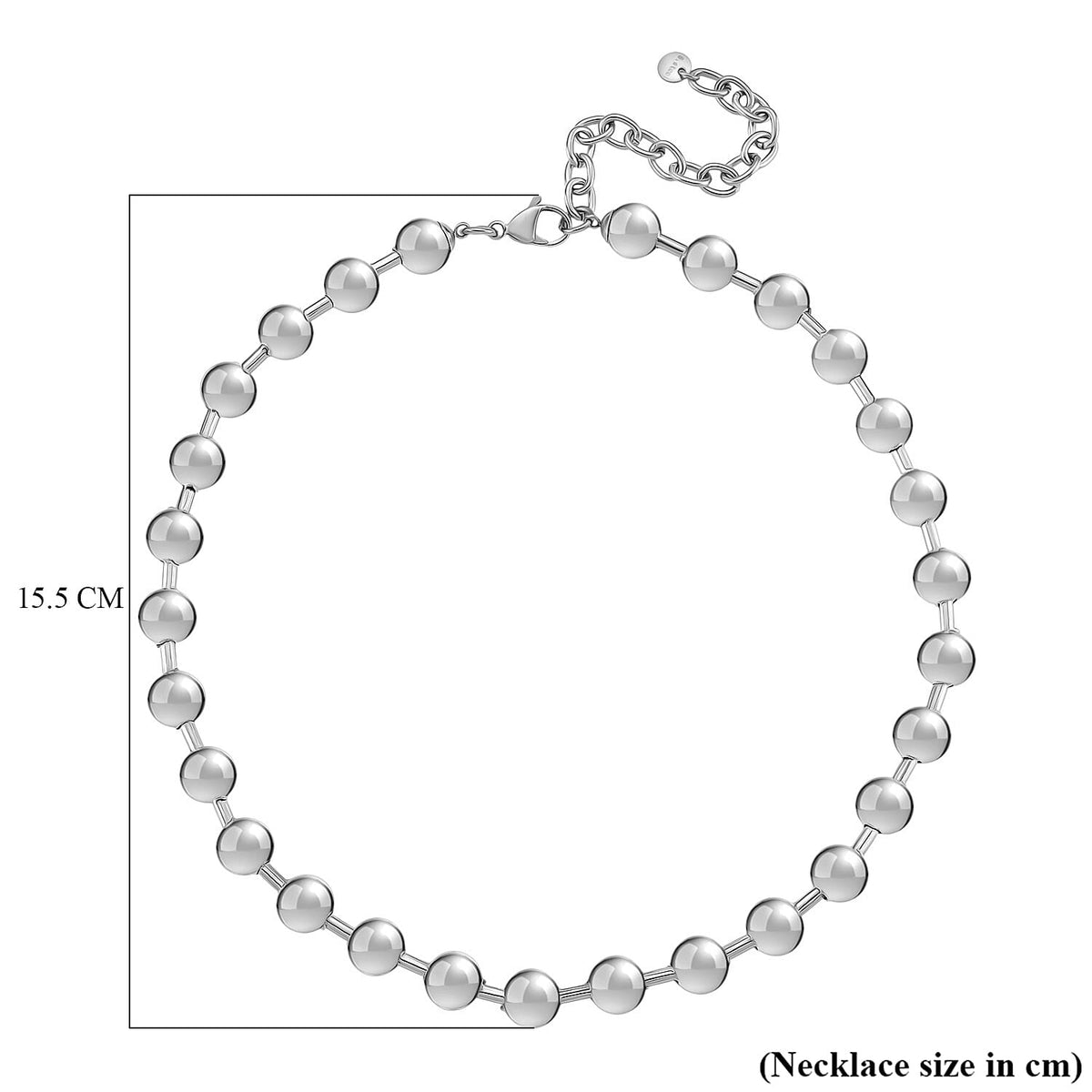 Ball Link Necklace (Size - 17 - 3 Ext) in Silver Tone 8193551 5