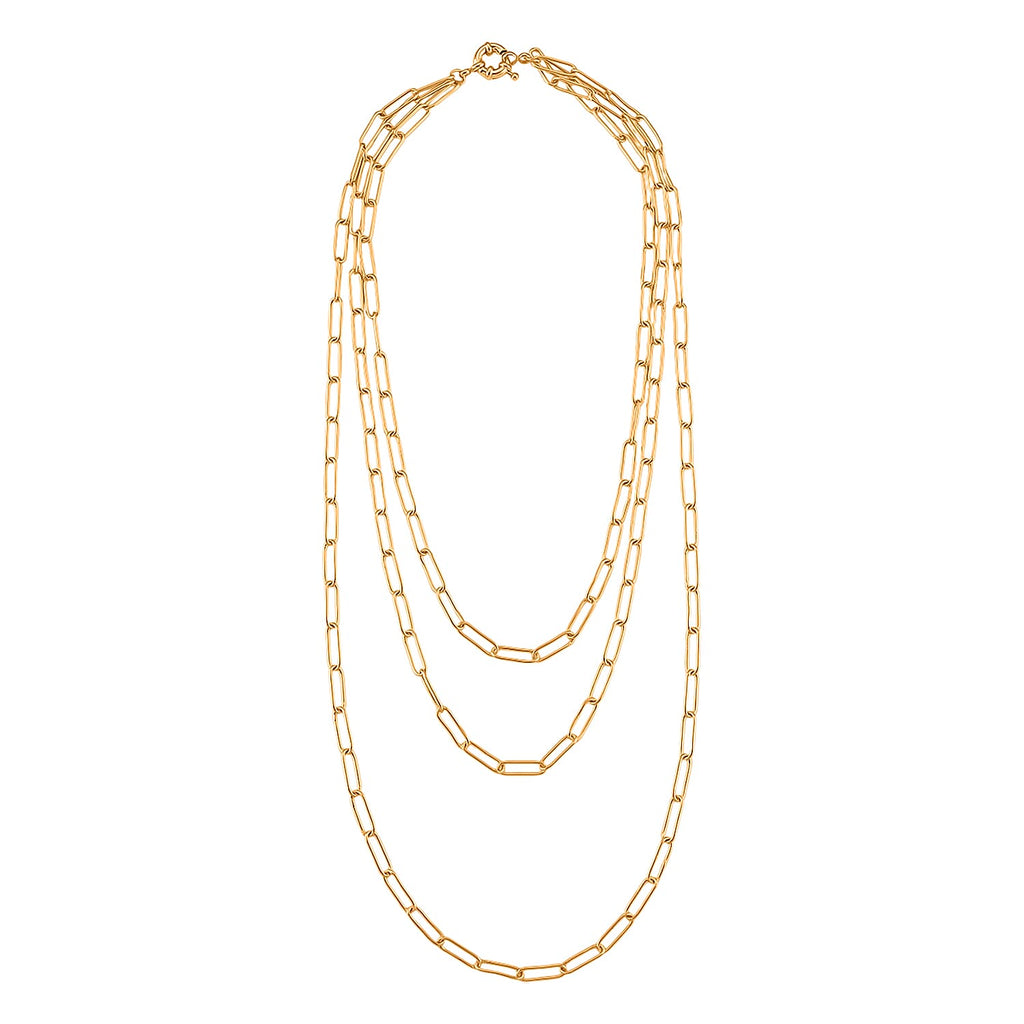 Designer Inspired- Layered Necklace (Size - 17-20 ) with Senorita Clasp in Gold Tone