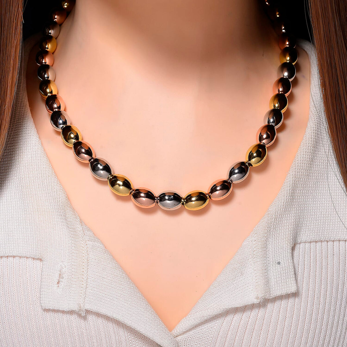 Designer Closeout - Tri-Colour Beaded Necklace (Size 18 - 2 Ext.) 8234862 2