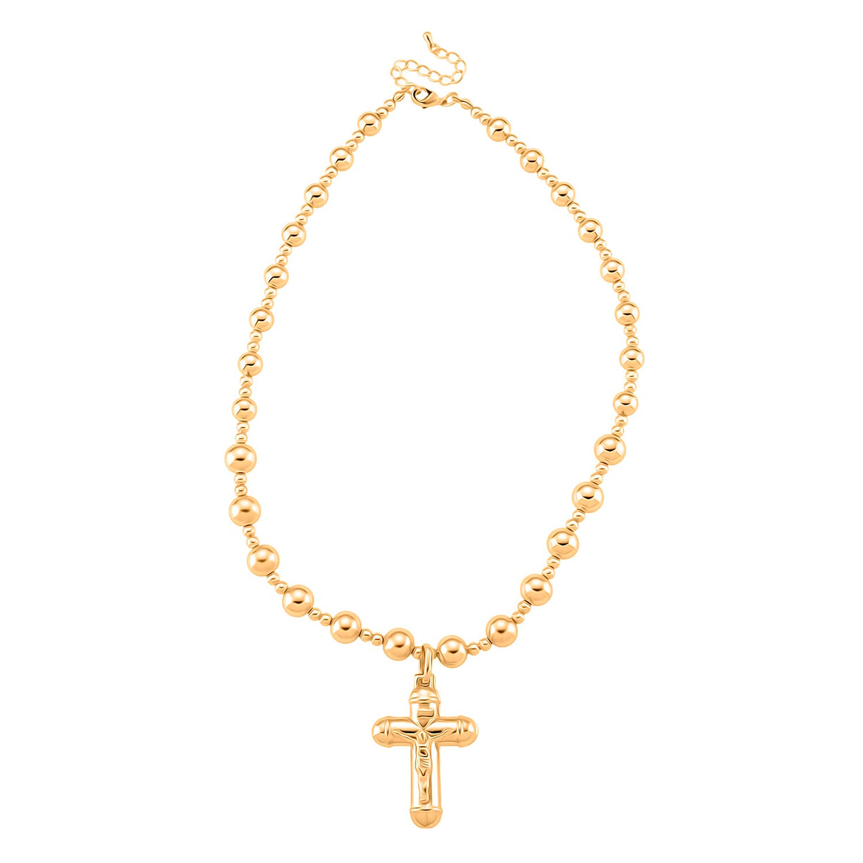 Crucifix Cross Necklace (Size 19 - 2 Ext) in Yellow Gold Plated 8234860 2