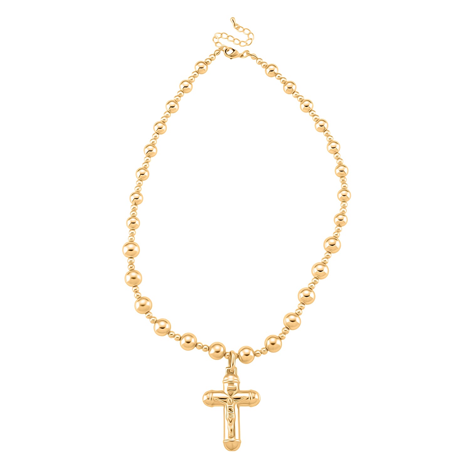 Crucifix Cross Necklace (Size 19 - 2 Ext) in Yellow Gold Plated 8234860 2