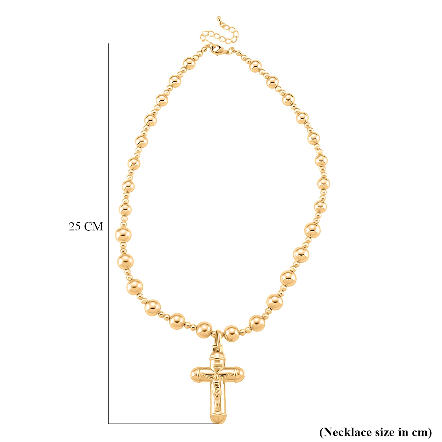 Crucifix Cross Necklace (Size 19 - 2 Ext) in Yellow Gold Plated 8234860 4