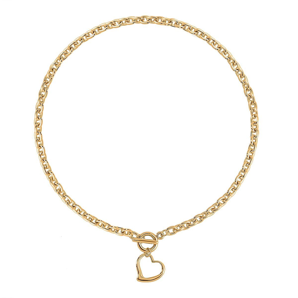 Designer CLOSEOUT - Belcher Link T-Bar Toggle Clasp Heart Charm Gold Plated Necklace (Size 20) 7676888 0