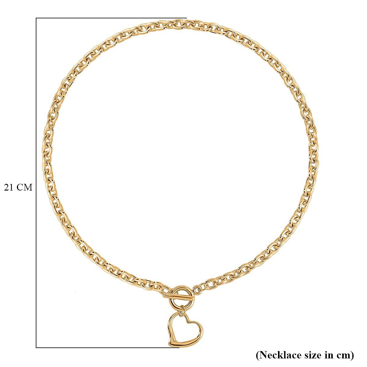 Designer CLOSEOUT - Belcher Link T-Bar Toggle Clasp Heart Charm Gold Plated Necklace (Size 20) 7676888 4