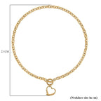Designer CLOSEOUT - Belcher Link T-Bar Toggle Clasp Heart Charm Gold Plated Necklace (Size 20)
