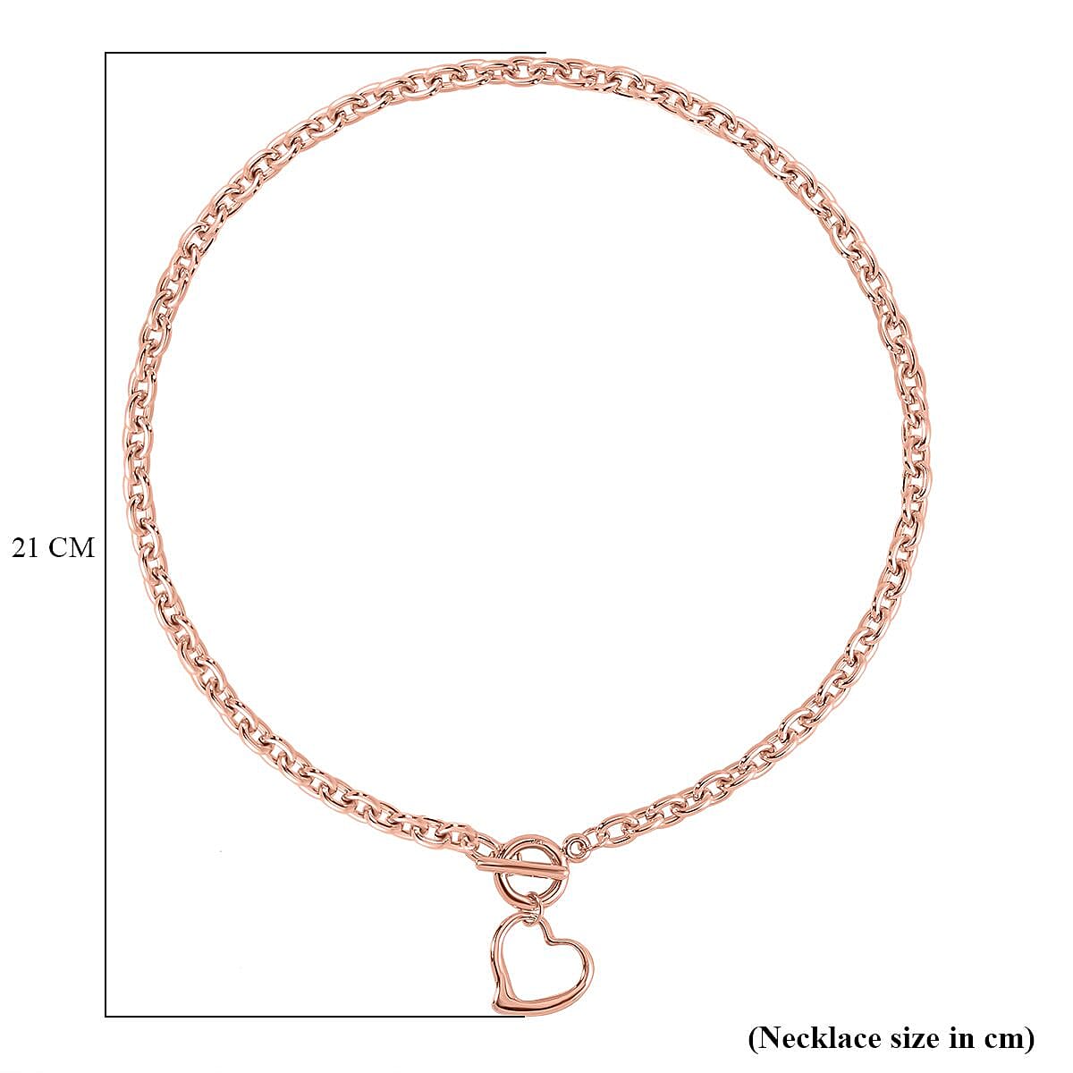 Designer CLOSEOUT - Belcher Link T-Bar Toggle Clasp Heart Charm Rose Gold Plated Necklace (Size 20) 7676889 3