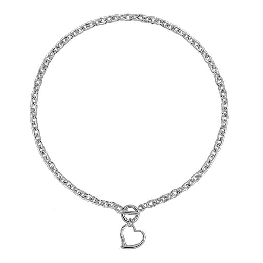 Heart Charm Necklace (Size - 20.5inch) with T-Bar Clasp in Yellow