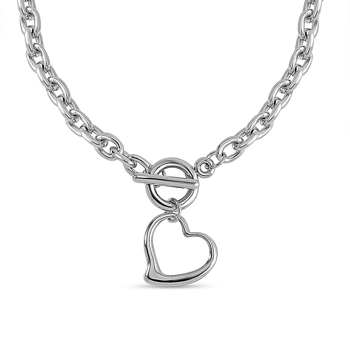 Heart Drop Link Chain Necklace (Size - 20.5) with T Bar Clasp V32514939 4
