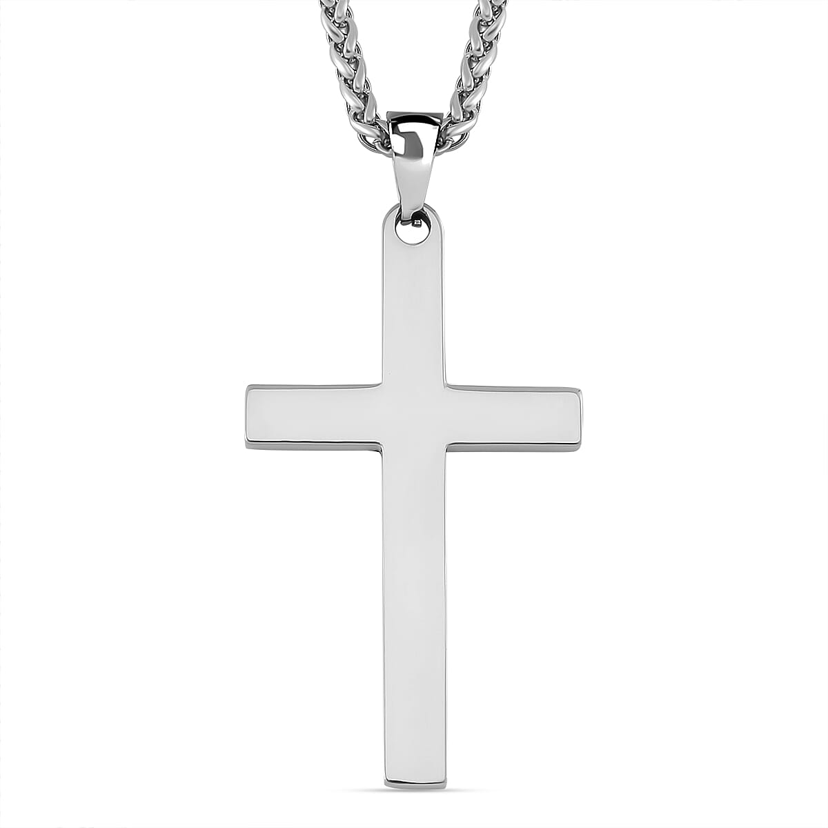 One Time Deal- Cross Necklace (Size - 20) in Silver Tone 7843132 0