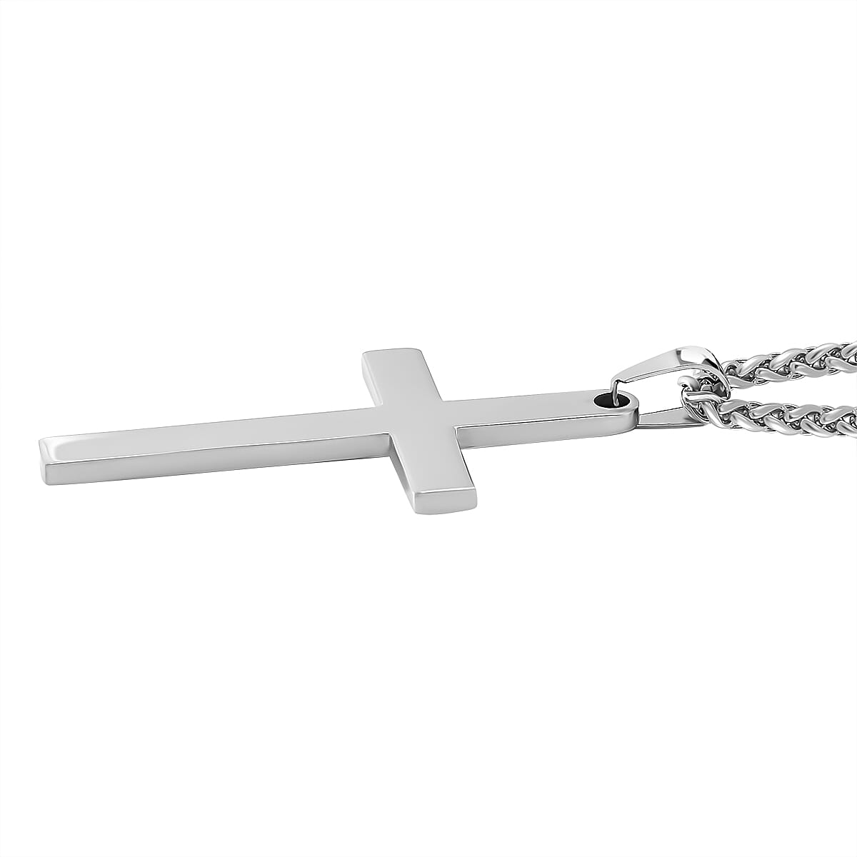 One Time Deal- Cross Necklace (Size - 20) in Silver Tone 7843132 2