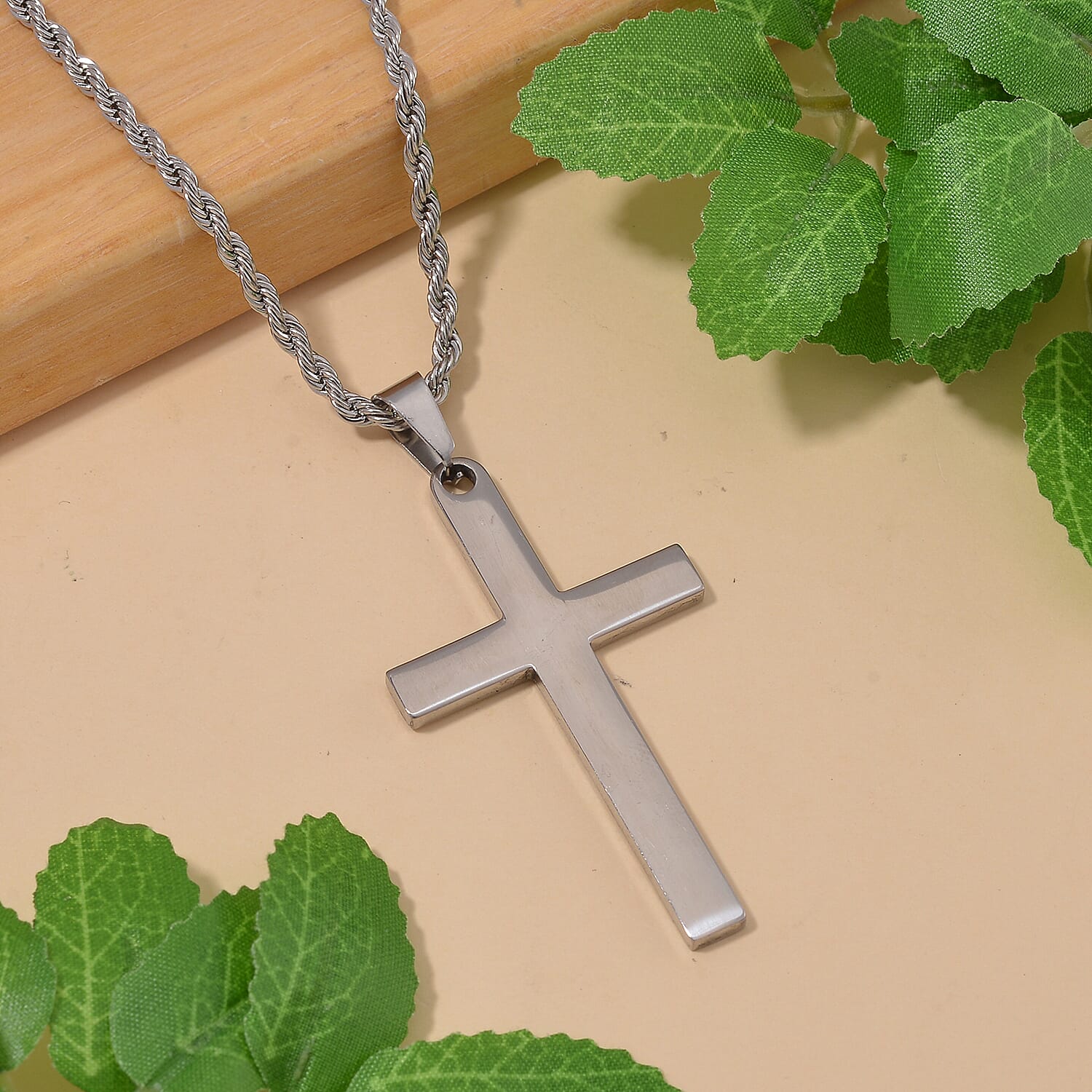 Close Out Deal - Cross Necklace With Rope Chain (Size - 20-2 Ext) 7843133 2