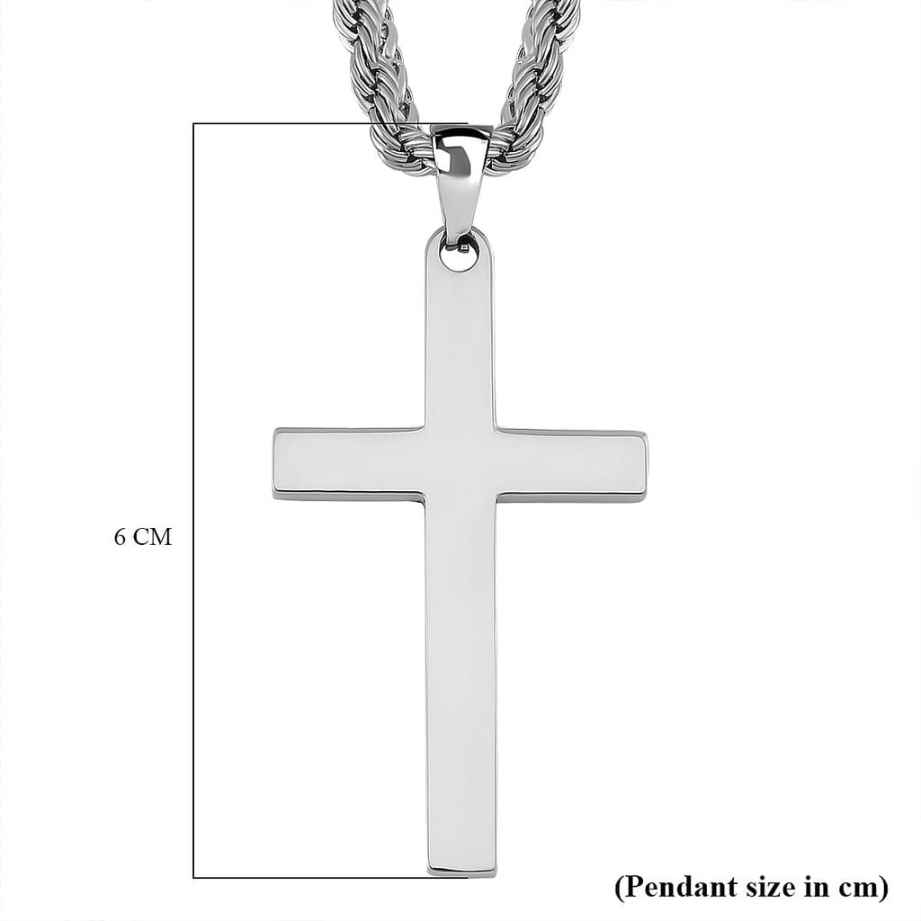 Close Out Deal - Cross Necklace With Rope Chain (Size - 20-2 Ext)