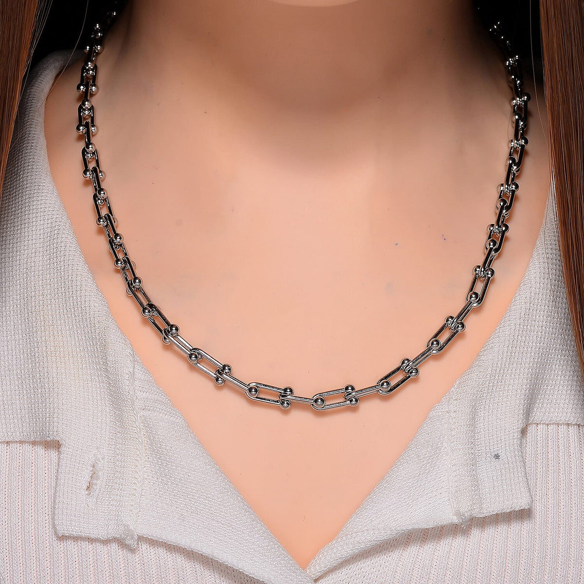 Designer Inspired Industrial Necklace With Lobster Clasp (Size - 20) in Silver Tone 7966708 3