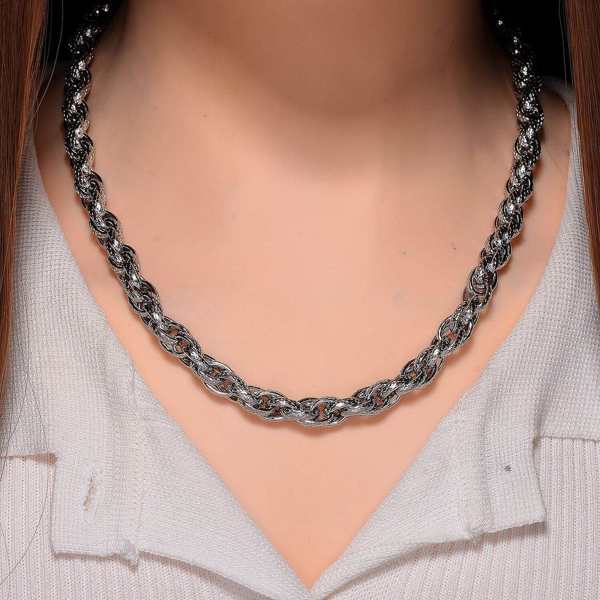 Close Out Deal- Chunky Prince of Wales Necklace (Size - 20) in Silver Tone 7966720 7