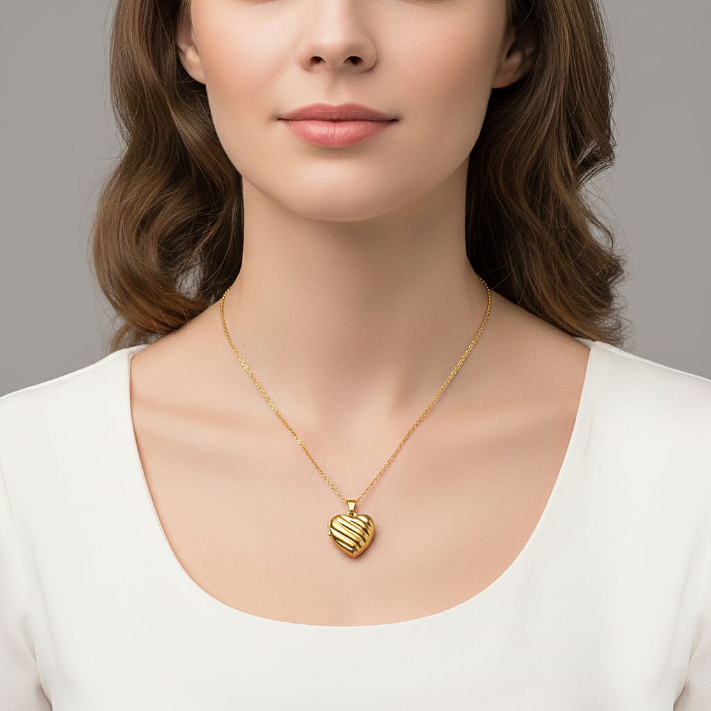 Heart Shape Magnetic Locket Necklace (Size 20 - 2 Ext) in Yellow Gold Plated 8217355 2