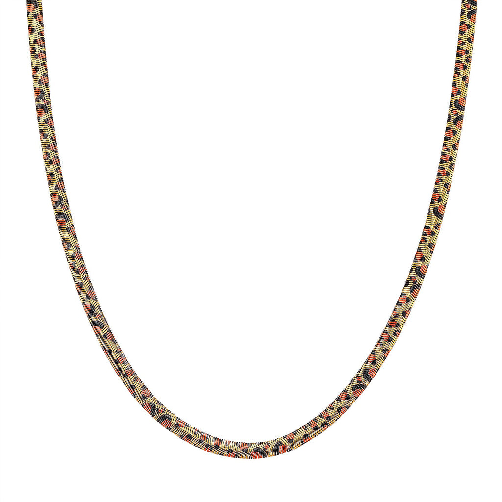 Designer Inspired - Leopard Print Necklace (Size 20) in Yellow Gold Plated