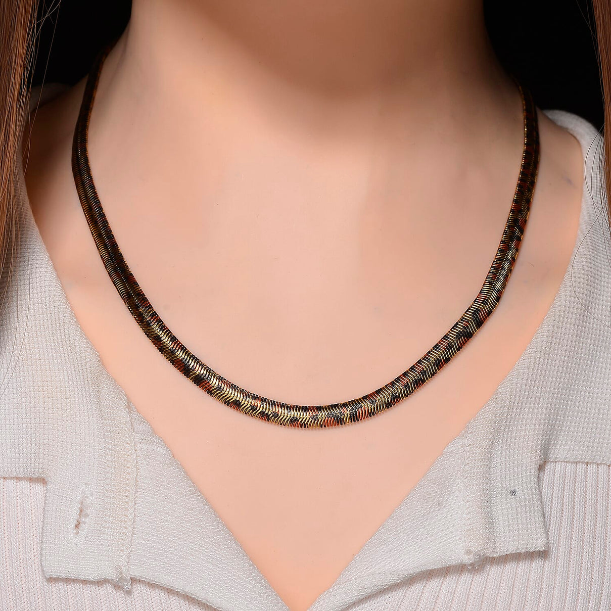 Designer Inspired - Leopard Print Necklace (Size 20) in Yellow Gold Plated 8259845 3