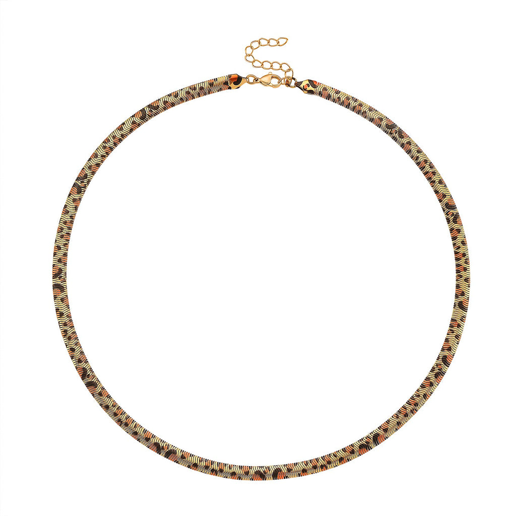 Designer Inspired - Leopard Print Necklace (Size 20) in Yellow Gold Plated