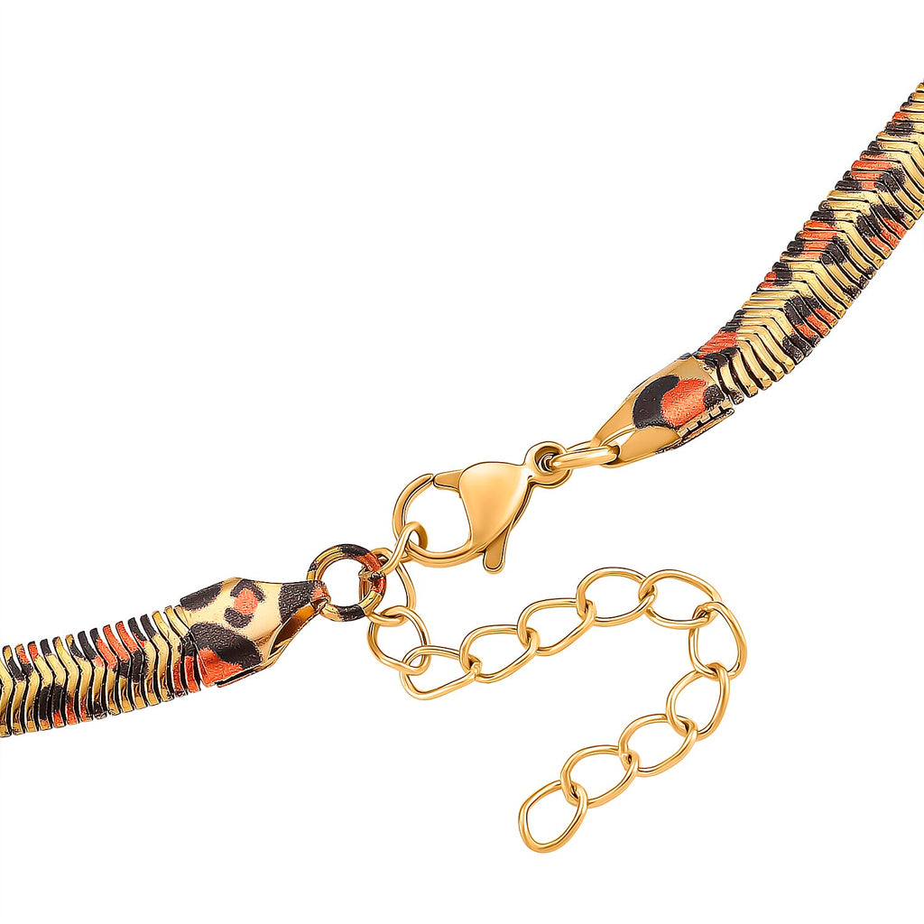 Designer Inspired - Leopard Print Necklace (Size 20) in Yellow Gold Plated