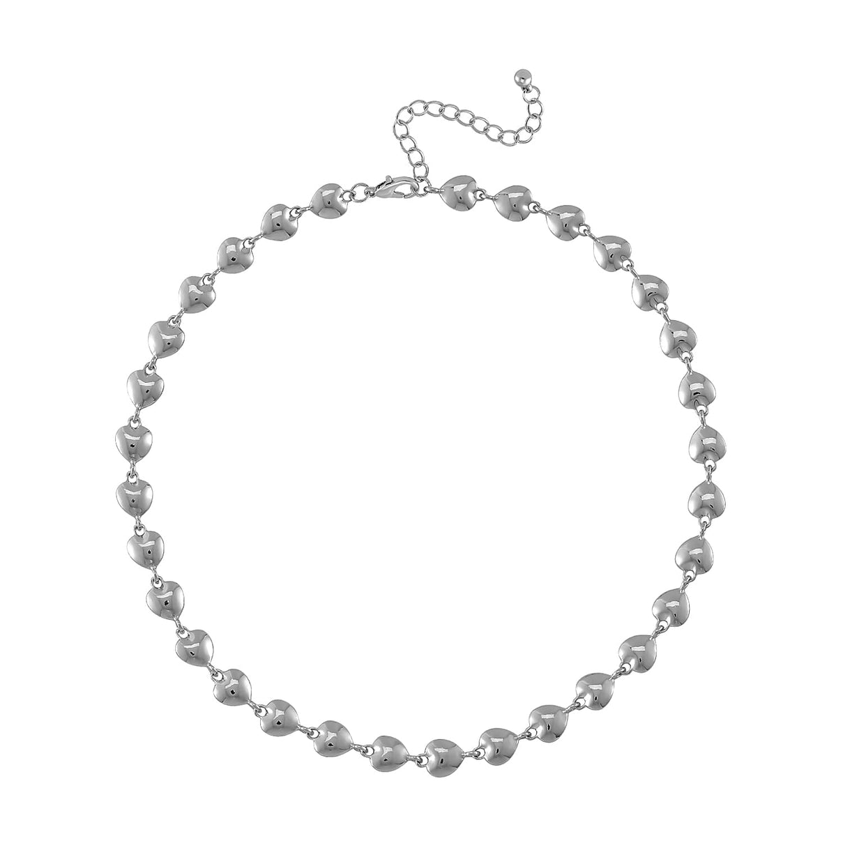 Designer Inspired Heart Station Necklace (Size - 20) Silver Plated 7838181 2